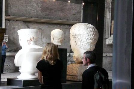 Visitors at the Curia, Roman Forum, Rome 