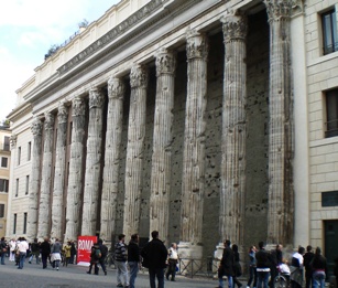 Hadrian's Temple, Rome, with crowds