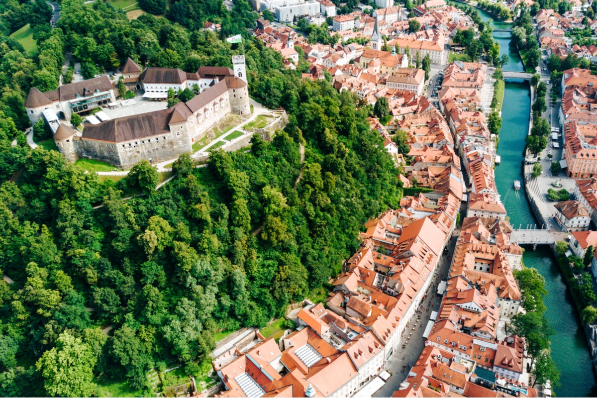 Aerial view of Ljubljana Castle in Slovenia