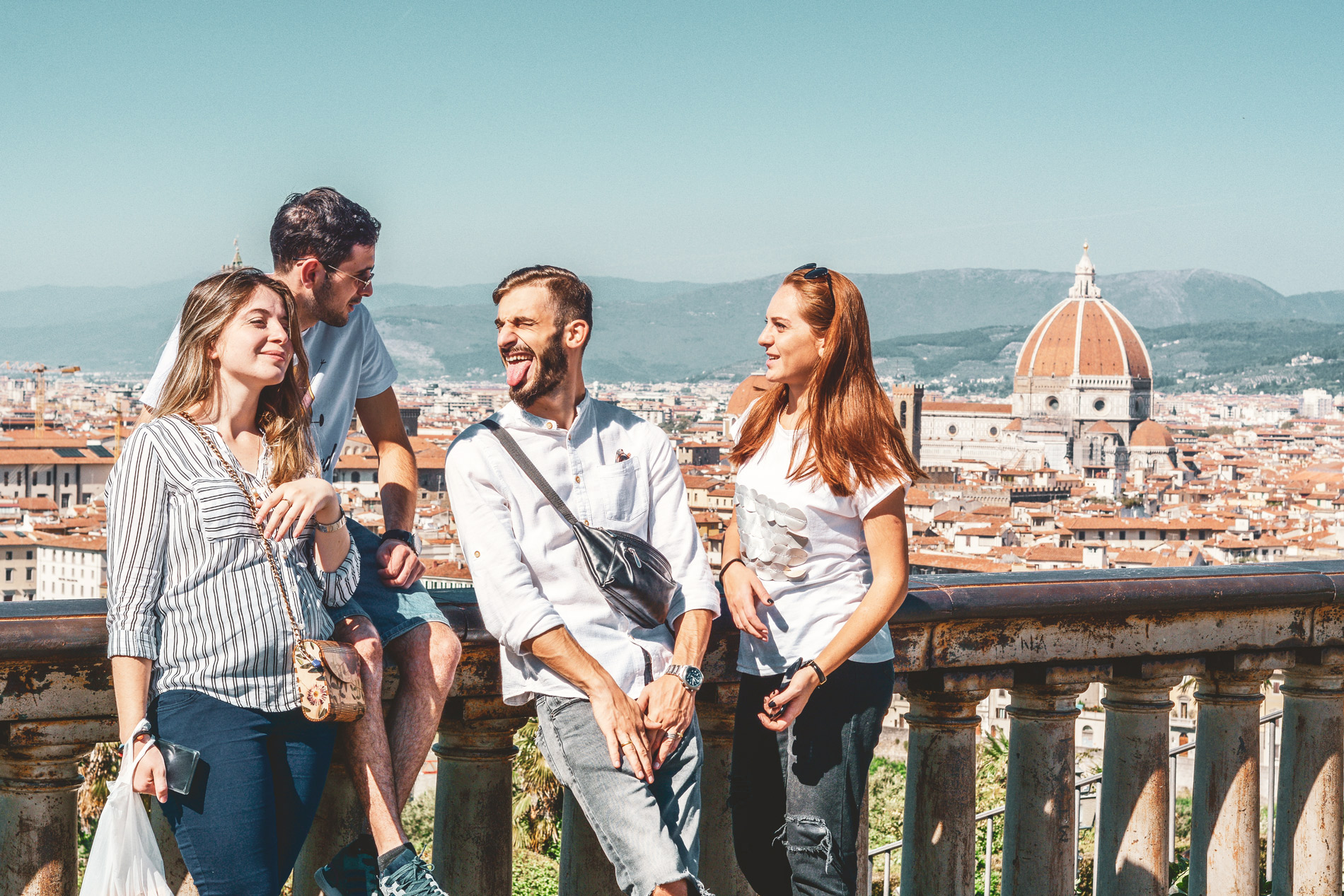 Group of travellers in Italy