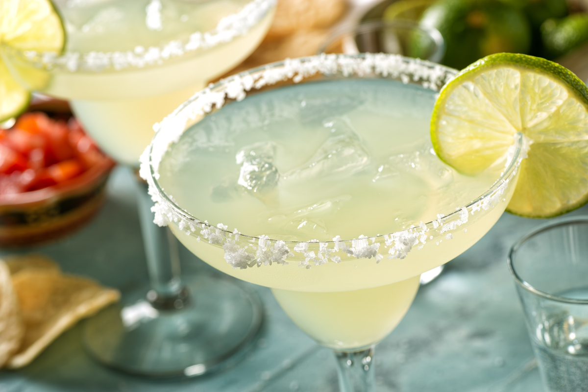 Margarita cocktails with salt and lime