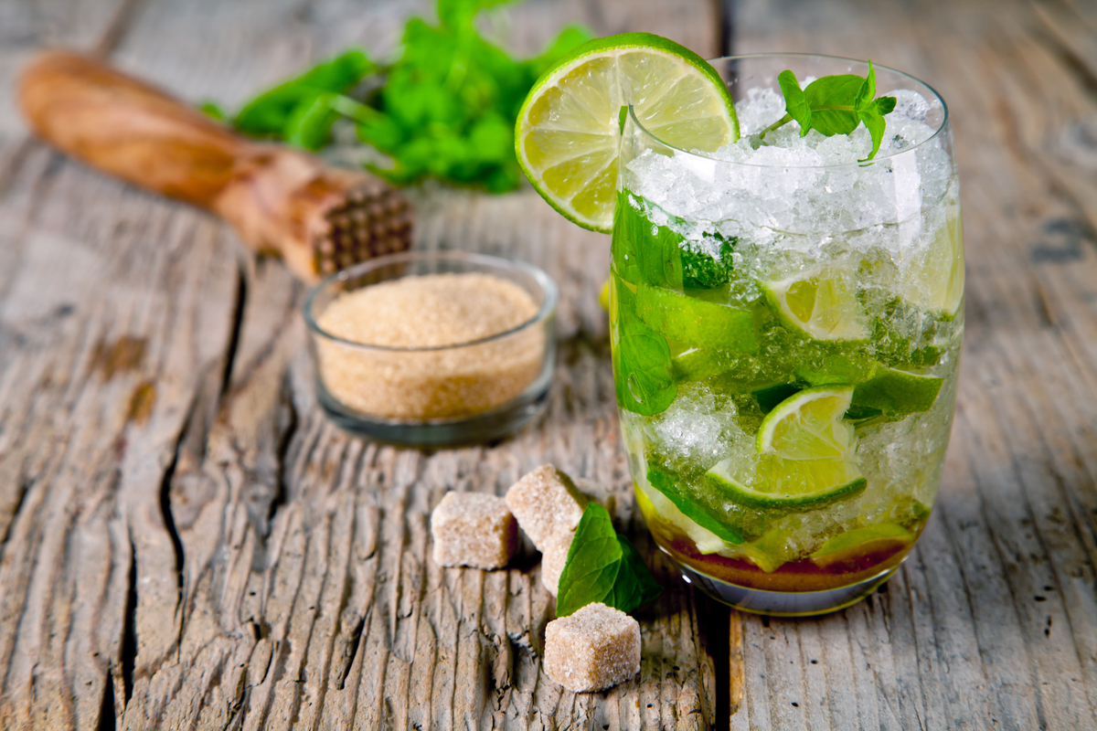 Mojito with fresh mint lime and sugar cocktails