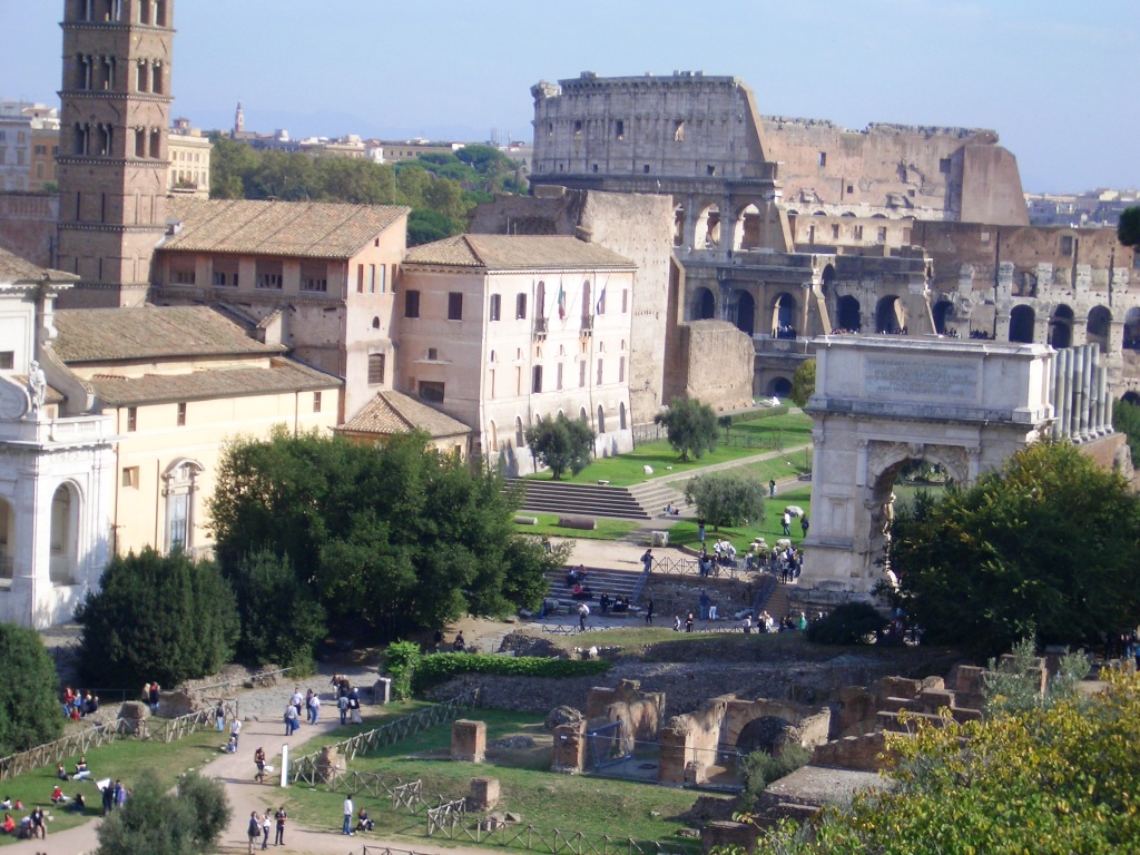 View from Palatine Hill toward Colosseum, 2009