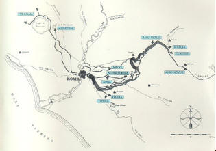 Roman aqueducts route map