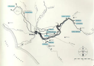 Roman aqueducts route map