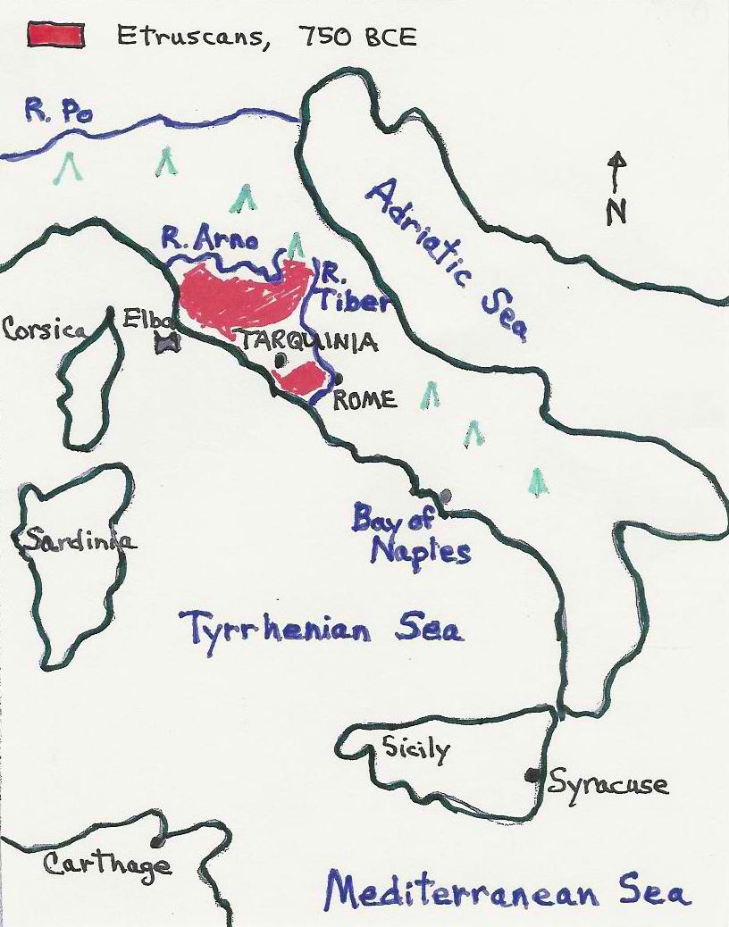 My map of Etruscan territory to 750 BC