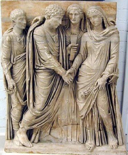 Marriage Ceremony, marble sarcophagus, 2c CE 